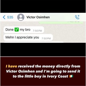 Video: Victor Osimhen rewards Ivorian kid with N2.5m 1 20240228 125535