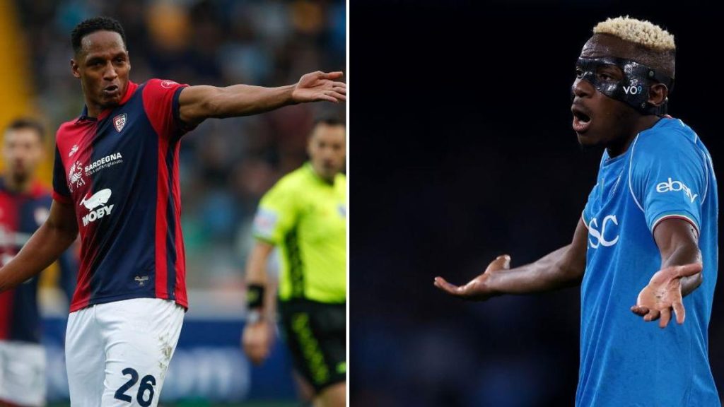 Osimhen in an argument with Yerry Mina. Credit: Sports Brief