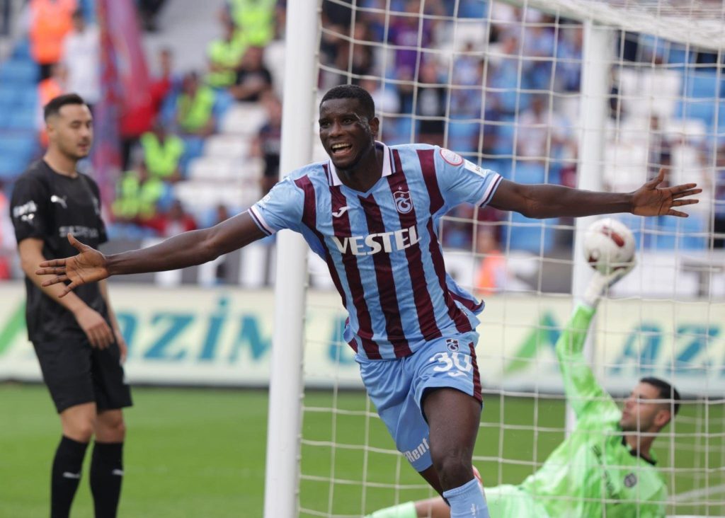 Super Eagles striker Onuachu jubilates fir Trabzonspor. Credit: Score Nigeria