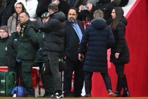 Wahala: Awoniyi's club owner furiously chases referee down the tunnel after last minute loss to Liverpool 1 A frustrated Marinakis. Credit: Imago
