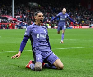 Wahala: Awoniyi's club owner furiously chases referee down the tunnel after last minute loss to Liverpool 2 Nunez celebrates last minute winner against Awoniyi's Nottingham Forest. Credit: Tribuna