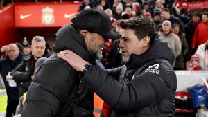 Klopp and Pochettino at the Carabao Cup final. Credit: Eurospots