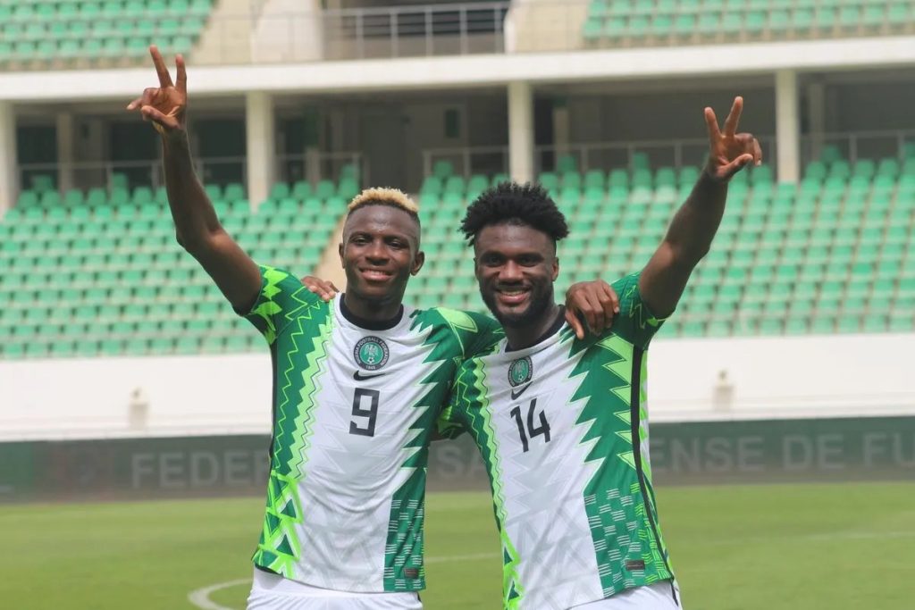 Super Eagles strikers Osimhen and Moffi. Credit: Sports ration