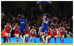 Chelsea players after defeat to Arsenal