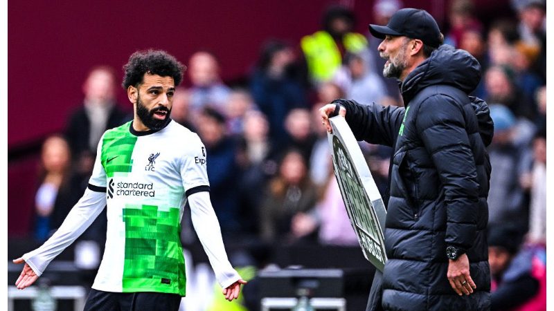 Mohammed Salah was involved in a touchline spat with Klopp. Credit: X