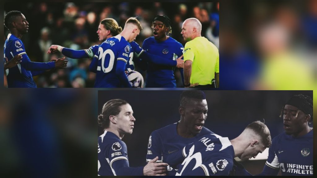 Nicolas Jackson in penalty bust-up. Credit: Richard