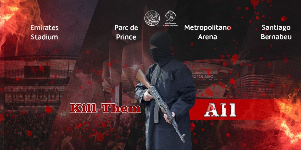 ISIS group threatens to unleash destruction in UCL quarter-final games. Credit X