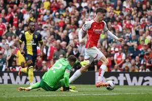 Havertz Defends Controversial Penalty in Arsenal's Win Over Bournemouth 1 Kai Havertz gets contoversial penalty vs Bournemouth. Credit: GettyImages