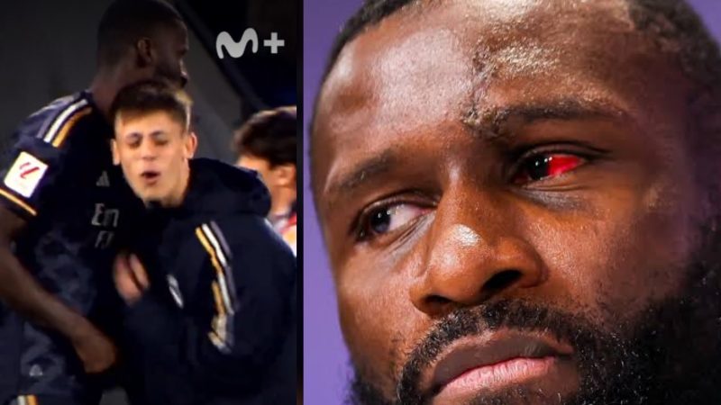 Rudiger telling Arda Güler to smile. Credit: Madrid Xtra on X