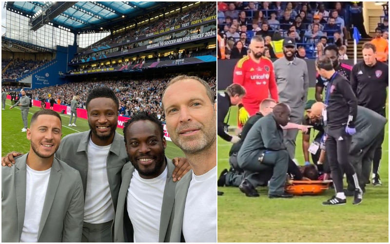 Usain Bolt was stretched off due to injury. Credit: pelumi