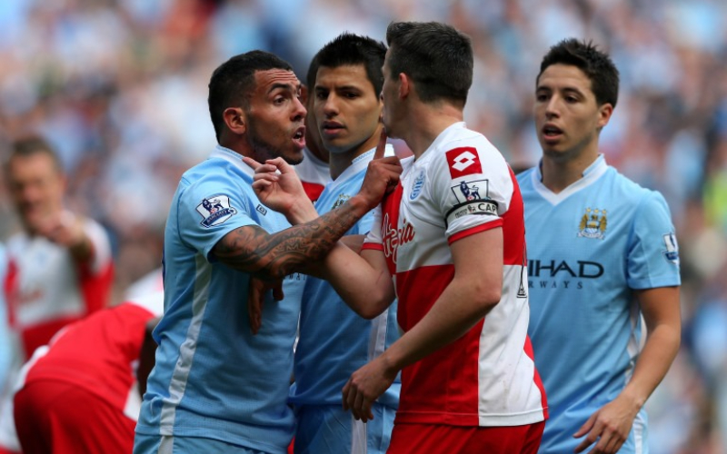 Joey Barton (second from left to right) has been charged to court for his comments directed at former Super Eagles player's sister Eniola Aluko (getty)