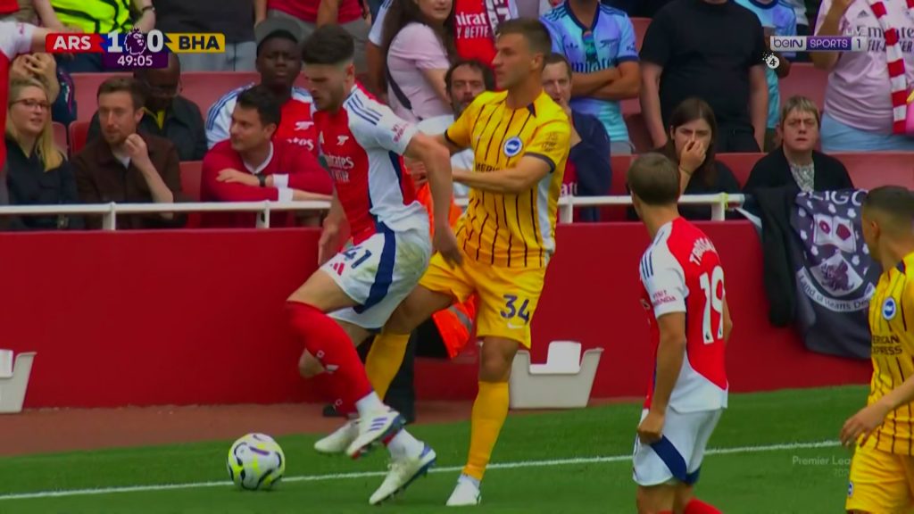 Declan Rice receives first career red card