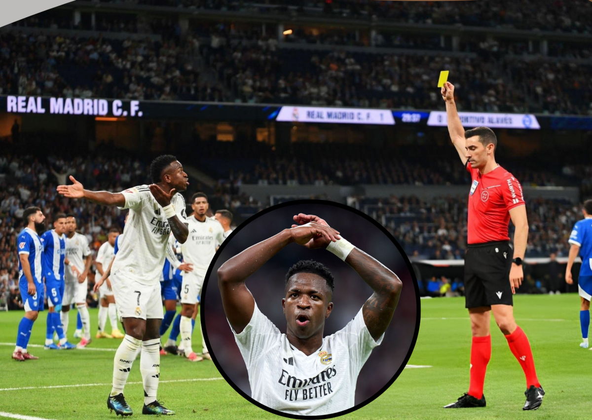 Vinicius Jr's 30th minute booking against Alaves has caused uproar.