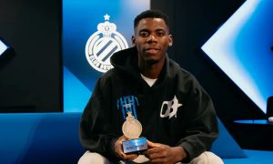 'From Villain to Hero' - Super Eagles star decorated in the wake of a disastrous outing in Belgium 2 Raphael Onyedika with Club Brugge's Player of the month award. (X)